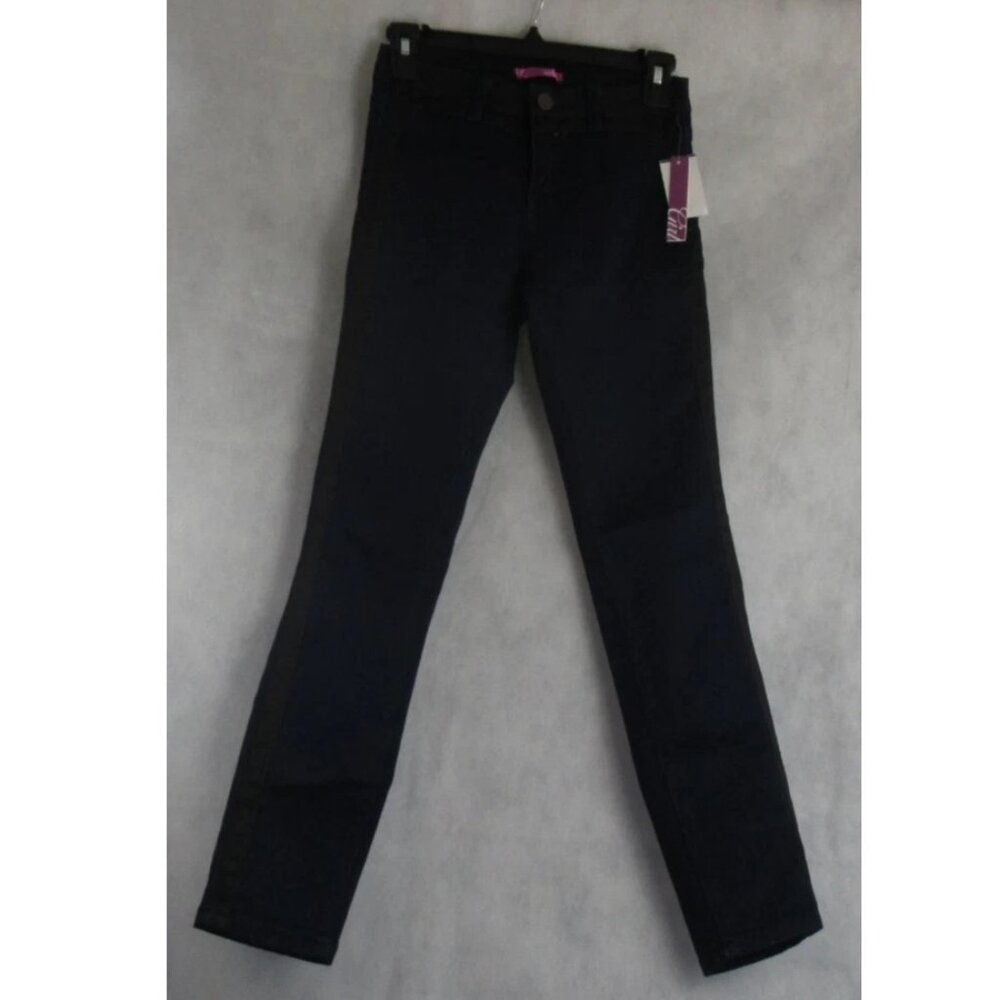 Aqua Girls' Dark Wash Skinny Jeans, Midnight Dark Blue With Black Trim, Size 14